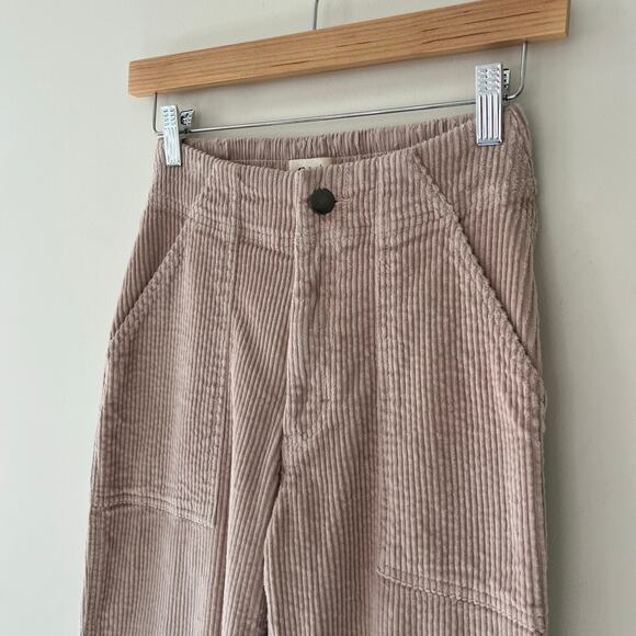 Pact Classic Corduroy Peg Straight High Rise Stretch Pant in Oat Pink, Size XS - Picture 10 of 10